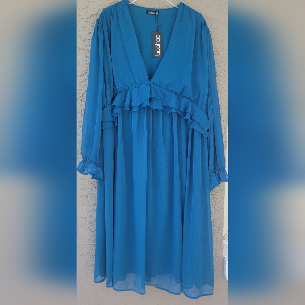 Boohoo Plus Blue Midi Dress